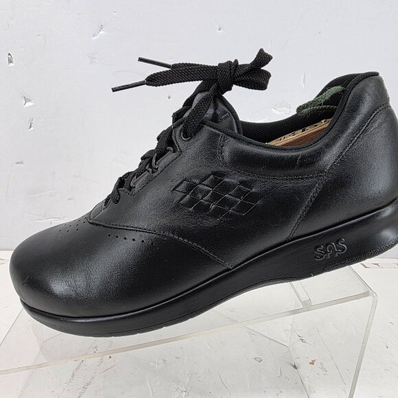 SAS 'Free Time' Womens  Black Leather Comfort Walking Shoe LACE UP  8 WWW - Picture 5 of 9